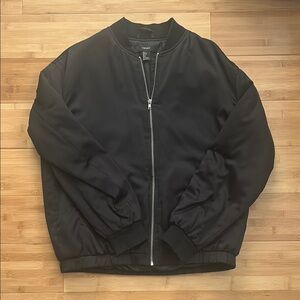 Theory Black Bomber Jacket with Ribbed Details